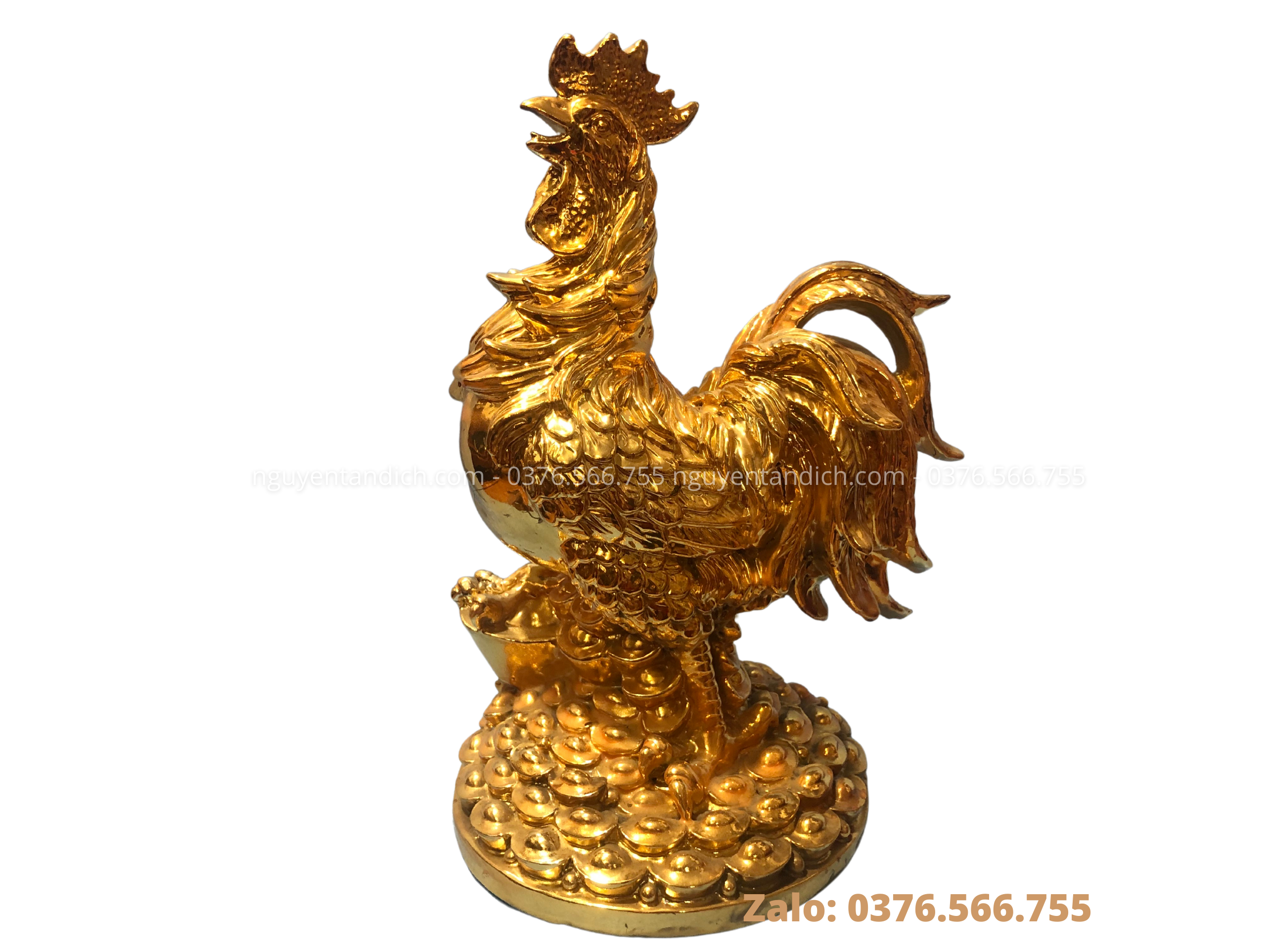 Tượng gà trống bằng đồng mạ vàng 